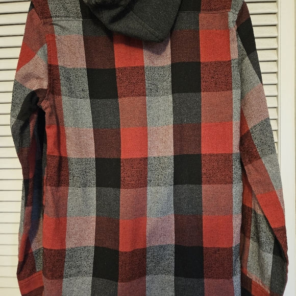 Reverse button down flannel with hoodie - Picture 3 of 3